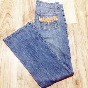 LEE Blue Jeans One True Fit Size 11/12 Women Lower On The Waist Bootcut 34x33.75